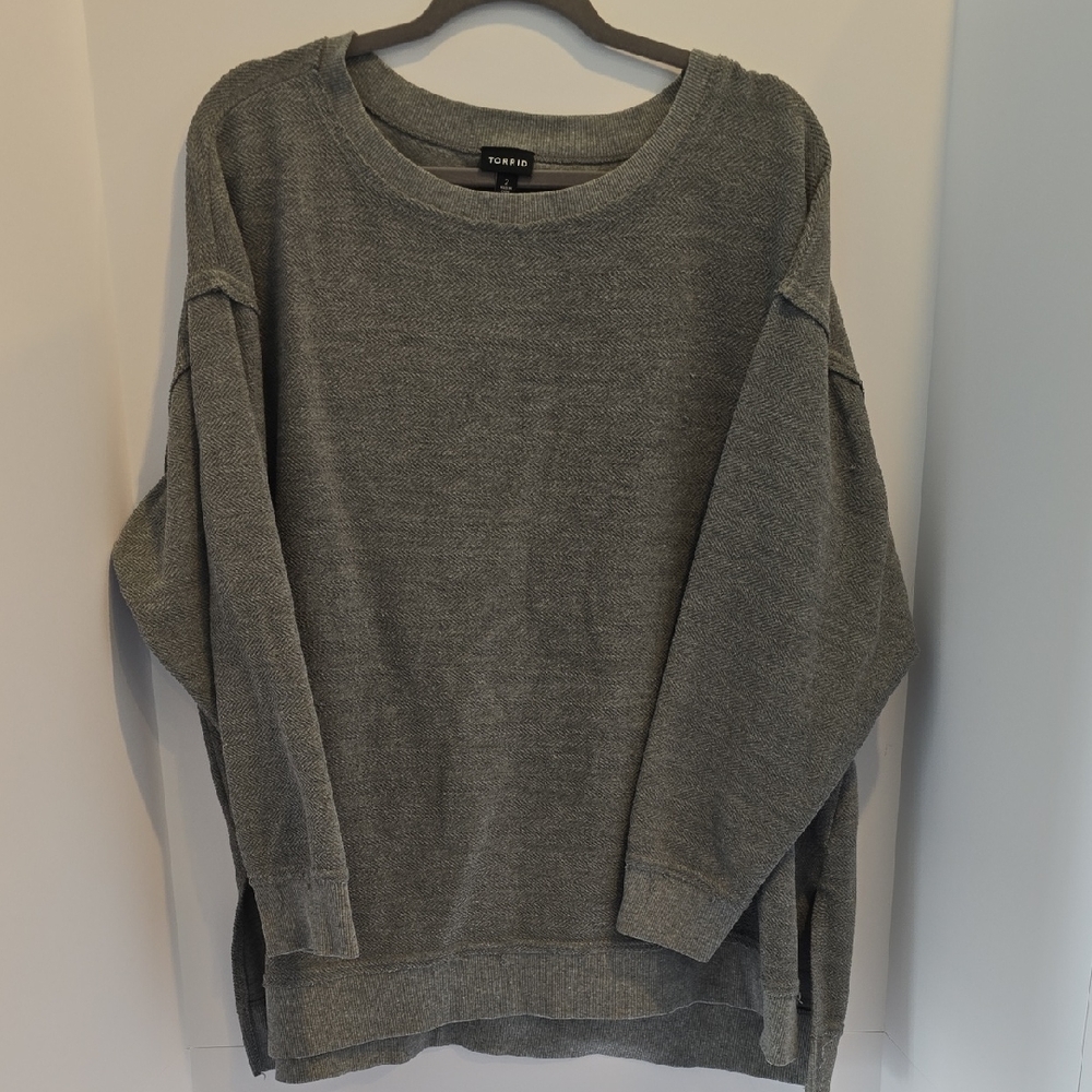 torrid Size 18 Gray Distressed Sweatshirt
